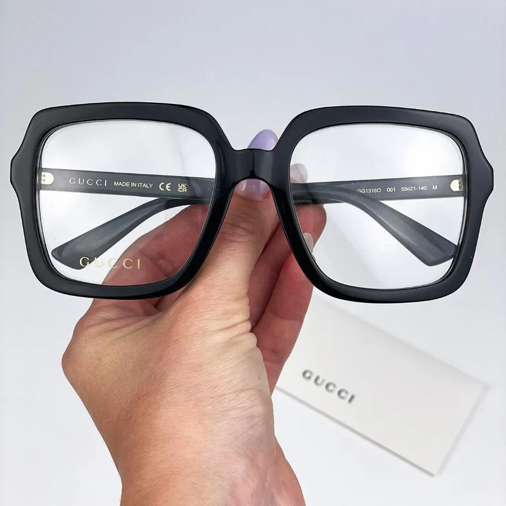 Gucci GG1318O 001 BRAND NEW Eyeglasses Black Square Women